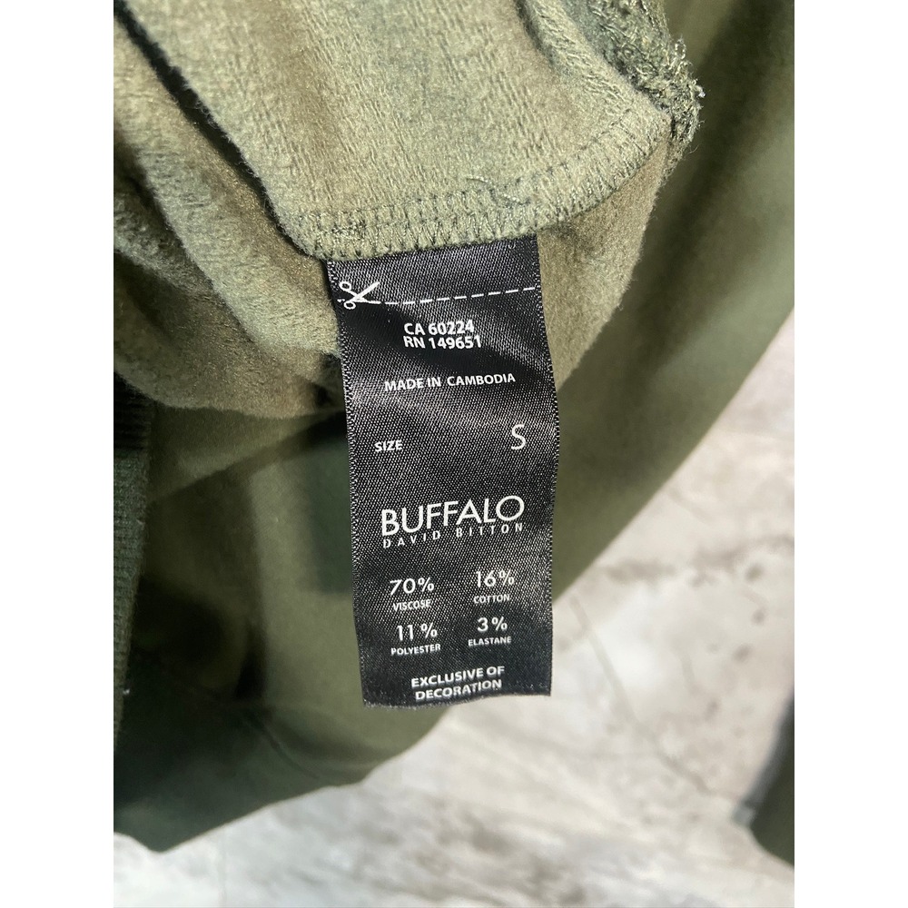 Buffalo David Britton Men's Sz S Army Green Pullover Hoodie Sweatshirt - Picture 8 of 9
